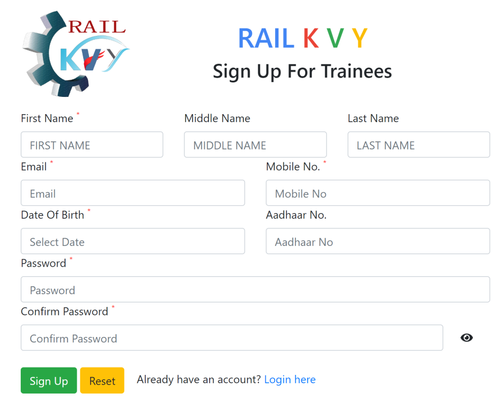 Rail Kaushal Vikas Yojana sign up for trainees