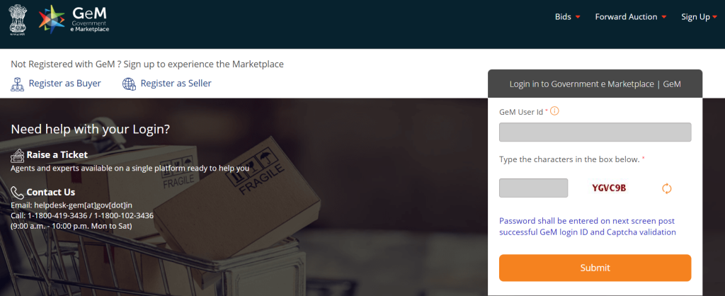 GeM Portal Login