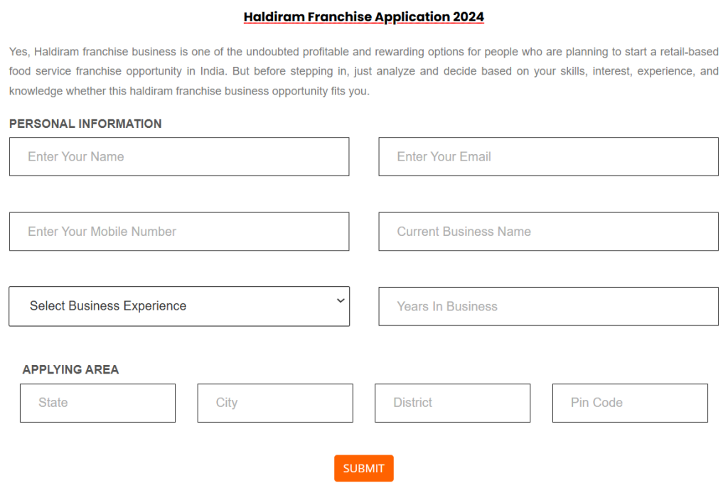 Steps to Apply for a Haldiram Franchise