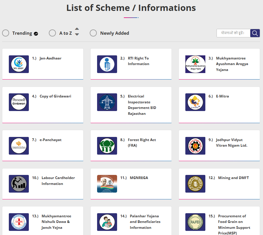 Jan Soochna Portal schemes