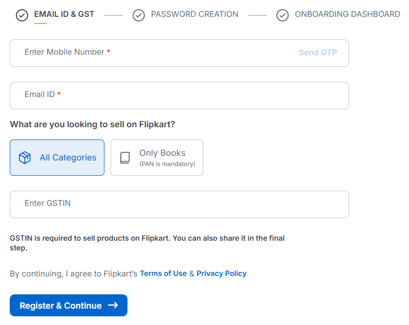 Flipkart Account Creation