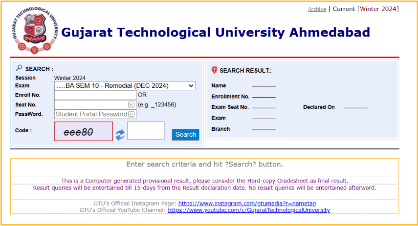 GTU Result 2025